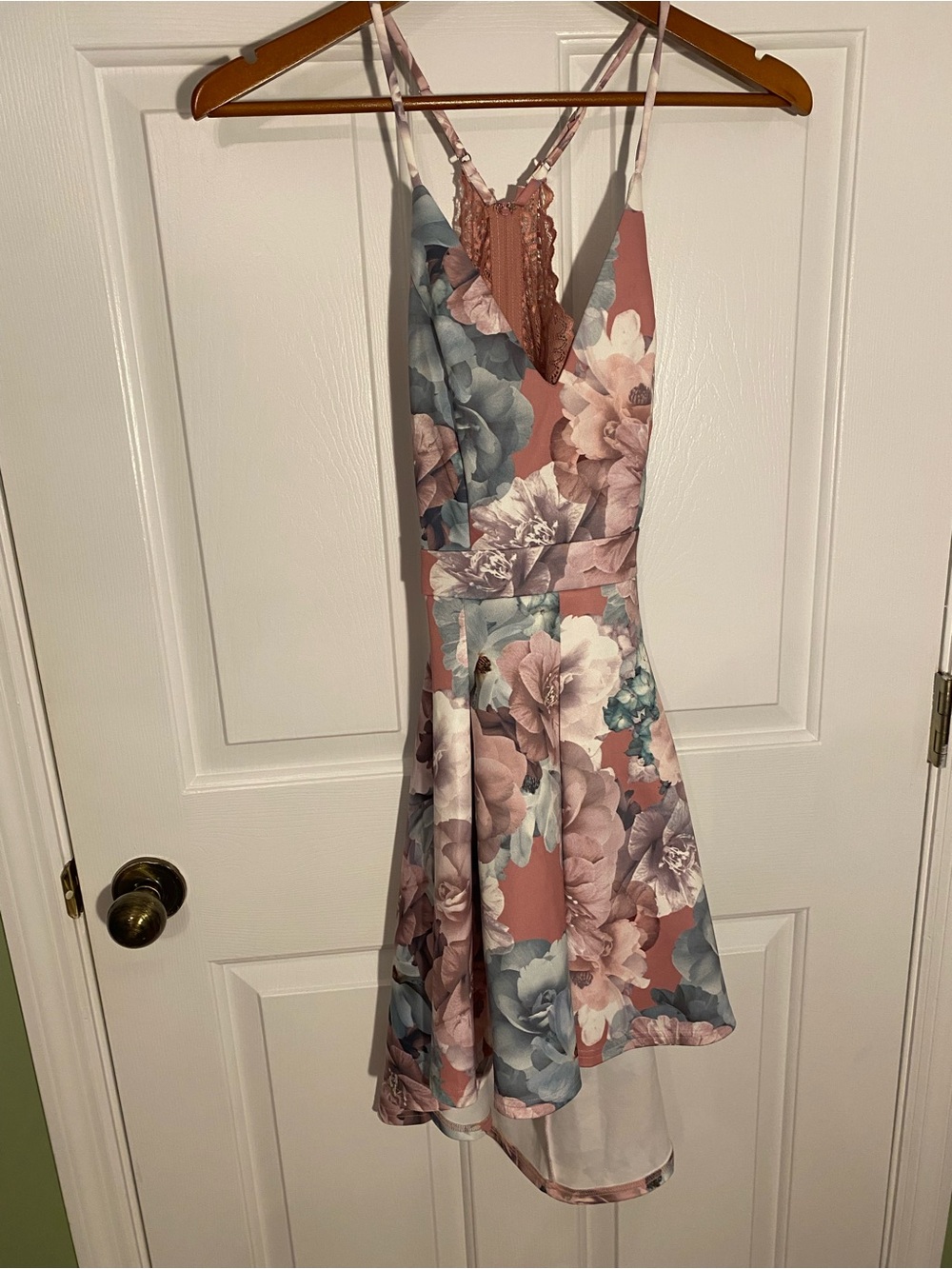 Trac Floral V-Neck High-Low Dress - Dusty Rose & Blue